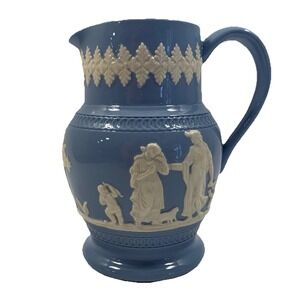 Vintage Dudson & Hanley Etruscan Blue Jasper Ware Pitcher Made In England